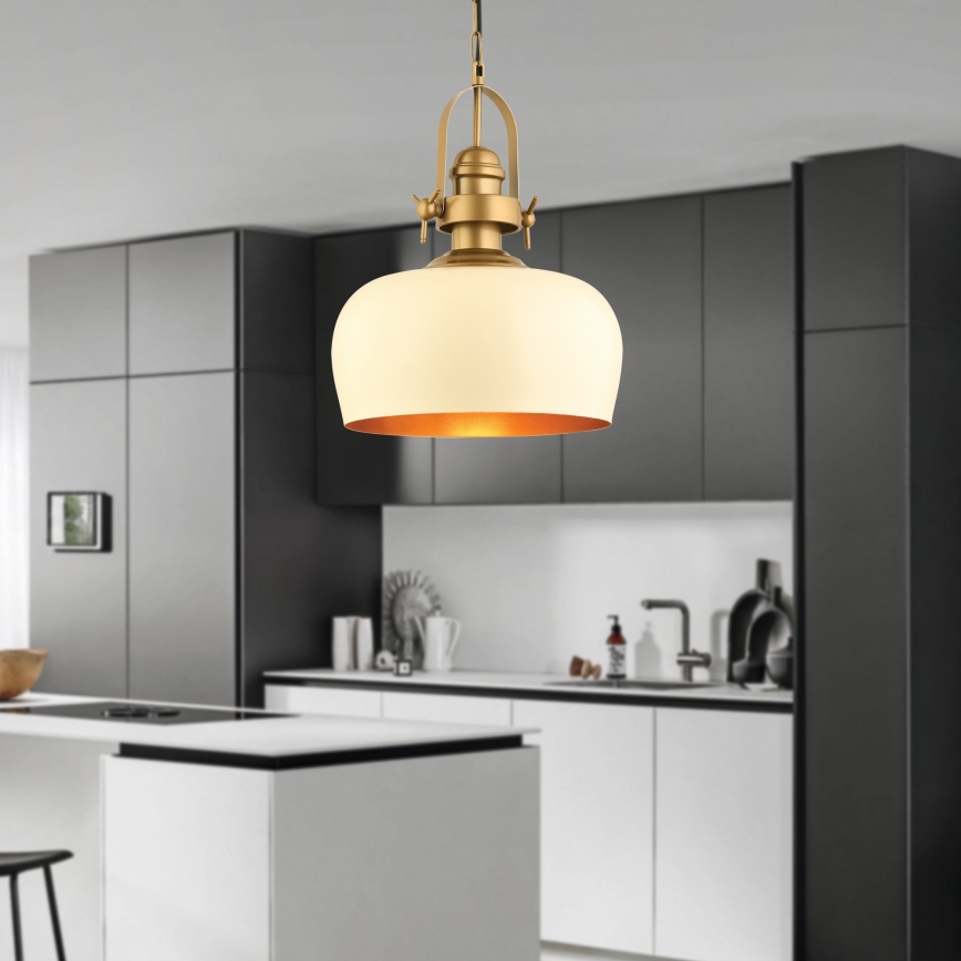 Viseča svetilka na kablu MONZA 1xE27/40W/230V, premer 30 cm, kremna/bronasta