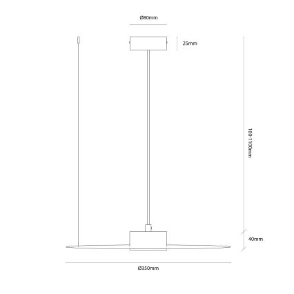 Viseča svetilka na kablu PIATTO 1xGX53/15W/230V premer 35 cm črna