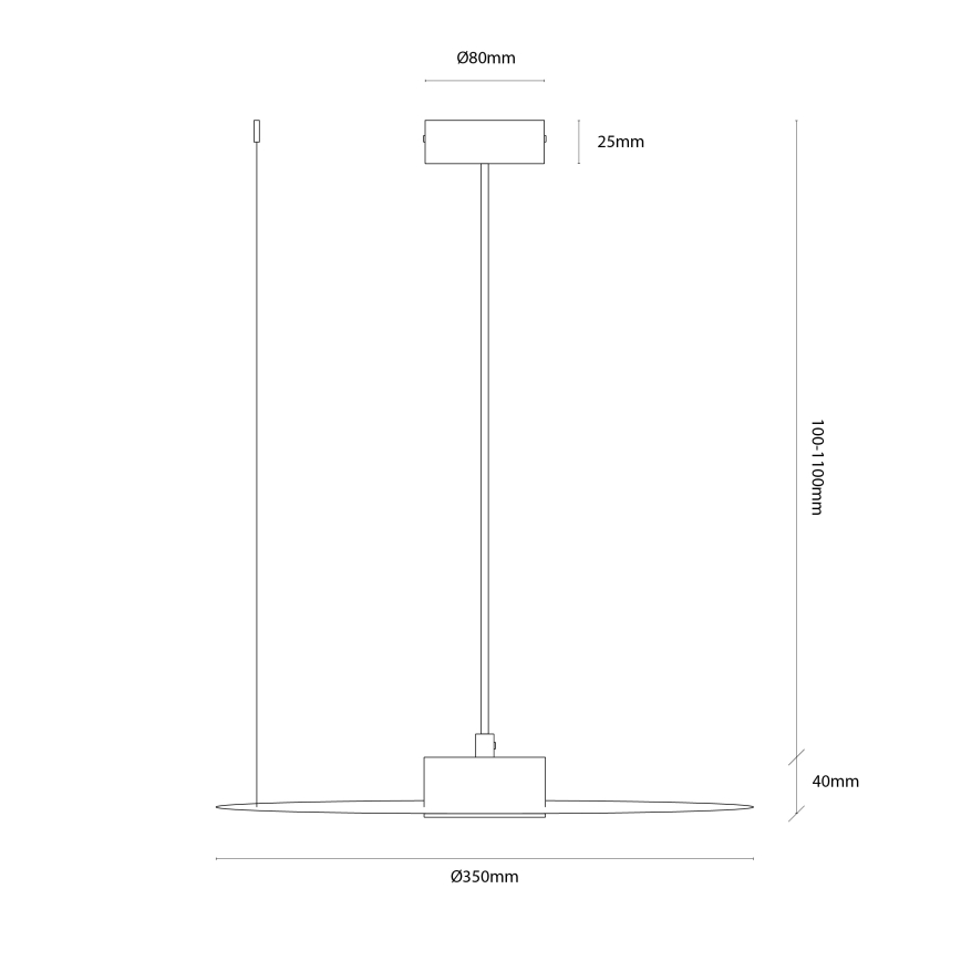 Viseča svetilka na kablu PIATTO 1xGX53/15W/230V premer 35 cm črna