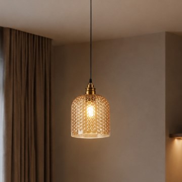 Viseča svetilka na kablu ROCCO 1xE27/15W/230V zlata/dimno bež