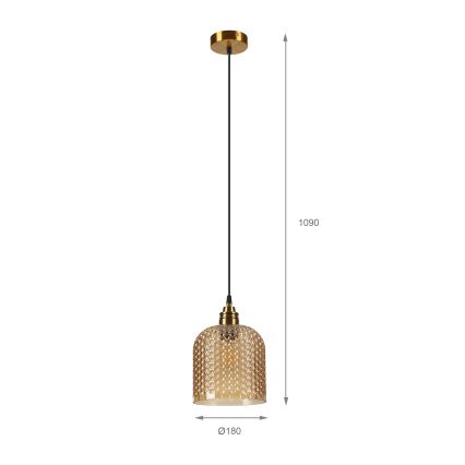 Viseča svetilka na kablu ROCCO 1xE27/15W/230V zlata/dimno bež