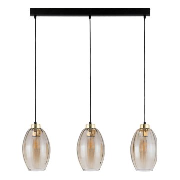 Viseča svetilka na kablu SEBO 3xE27/15W/230V črna/dimljeno bež