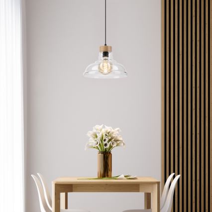 Viseča svetilka na kablu SINGLE 1xE27/60W/230V, premer 28 cm, hrast