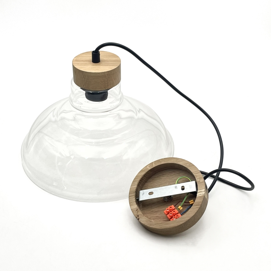 Viseča svetilka na kablu SINGLE 1xE27/60W/230V, premer 28 cm, hrast