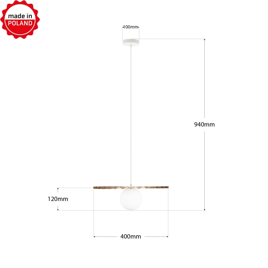 Viseča svetilka na kablu SUNPLISS 1xG9/10W/230V, premer 40 cm, zlata/kremna