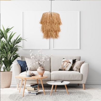Viseča svetilka na kablu TASSEL 1xE27/40W/230V, rafija