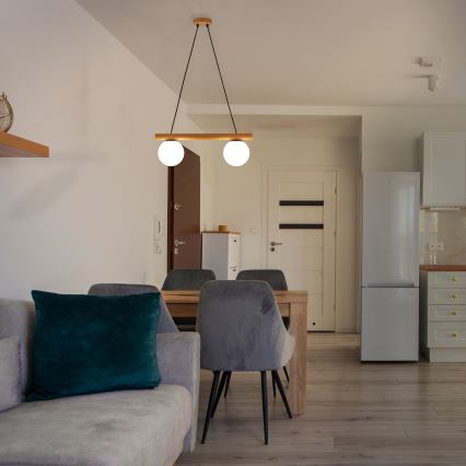 Viseča svetilka na kablu WOODSTOCK 2xE27/15W/230V les/črna