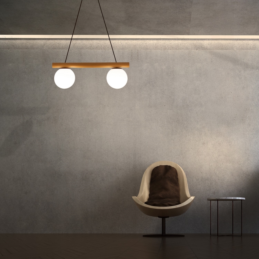 Viseča svetilka na kablu WOODSTOCK 2xE27/15W/230V les/črna