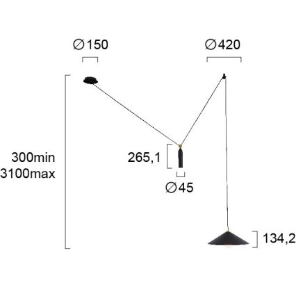 Viseča svetilka na tankem kablu ALTO 1xE27/60W/230V črna