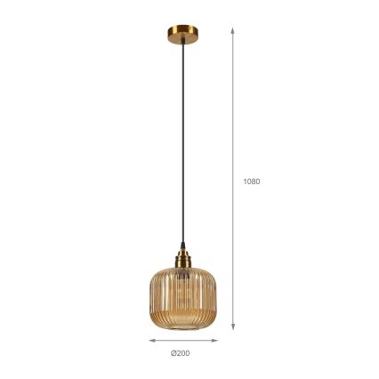 Viseča svetilka na tankem kablu MILOU 1xE27/15W/230V zlata/dimljeno bež