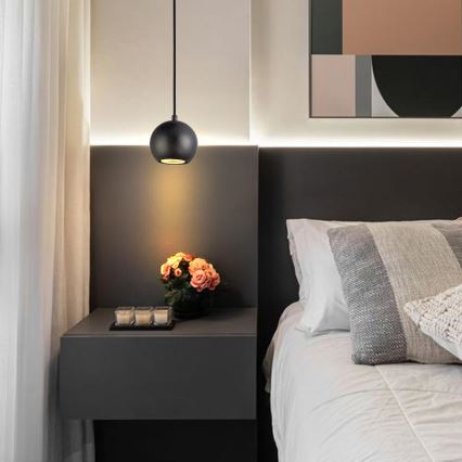 Viseča svetilka na vrvici 1xGU10/10W/230V, premer 11 cm, iz masivnega jasena