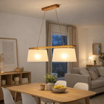 Viseča svetilka na vrvici AIDA 2xE27/60W/230V, premer 35 cm, hrast