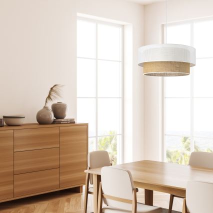 Viseča svetilka na vrvici BORHO 1xE27/60W/230V bela/juta