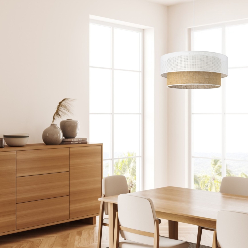 Viseča svetilka na vrvici BORHO 1xE27/60W/230V bela/juta