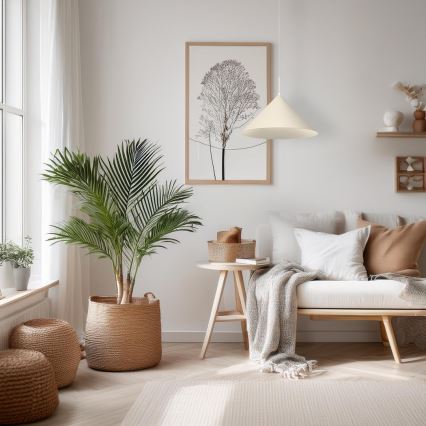 Viseča svetilka na vrvici CAPITAL, 1xGX53/15W/230V, premer 46 cm, kremna