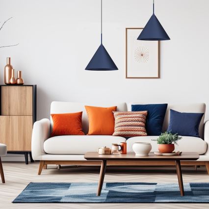 Viseča svetilka na vrvici CAPITAL 1xGX53/15W/230V Ø 32 cm modra