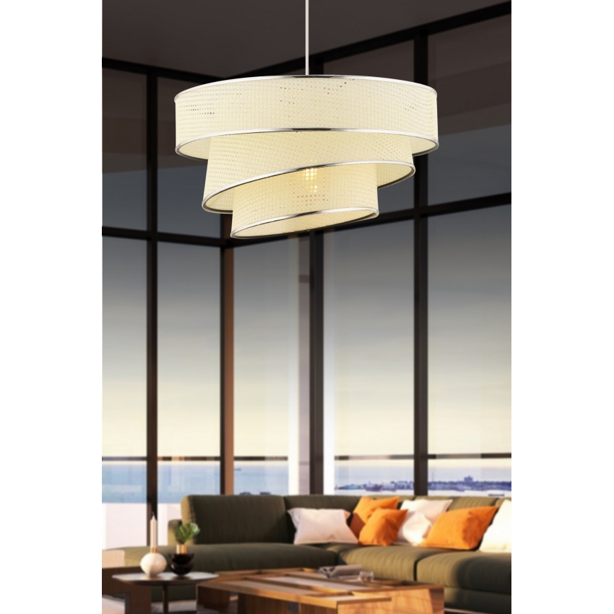 Viseča svetilka na vrvici COUPER 1xE27/60W/230V bela/sijajni krom