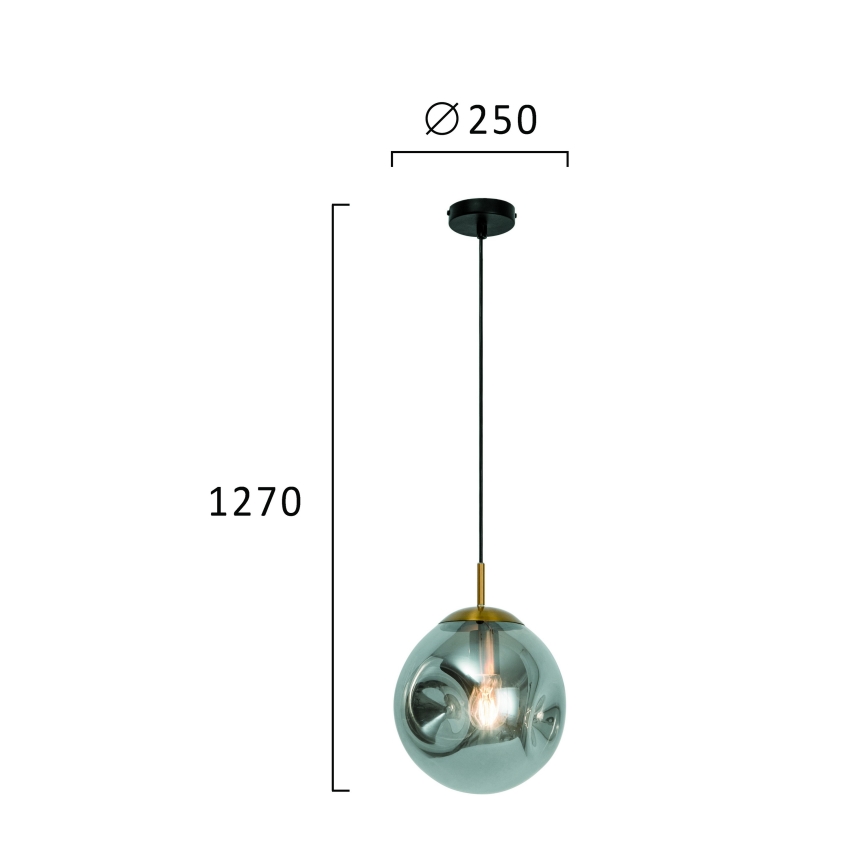 Viseča svetilka na vrvici OSCAR 1xE27/40W/230V zadimljena črna