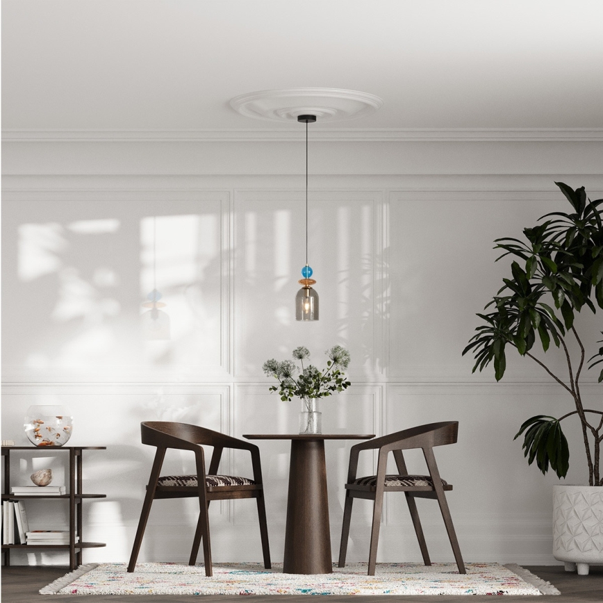 Viseča svetilka na vrvici TROPEA 1xE27/15W/230V črna/zadimljeno modra/bež