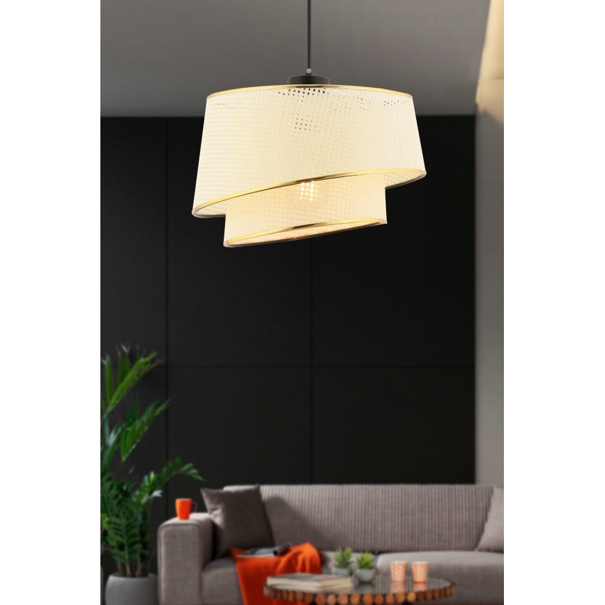 Viseča svetilka na žici BARETTE 1xE27/60W/230V kremna/zlata