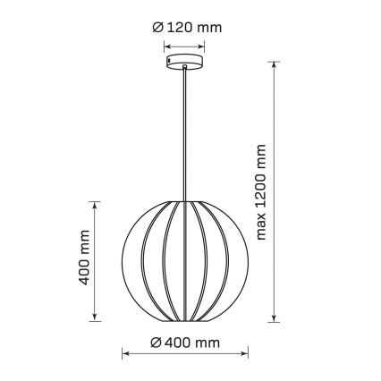 Viseča svetilka SENSAI na vrvici 1xE27/20W/230V premer 40 cm bež