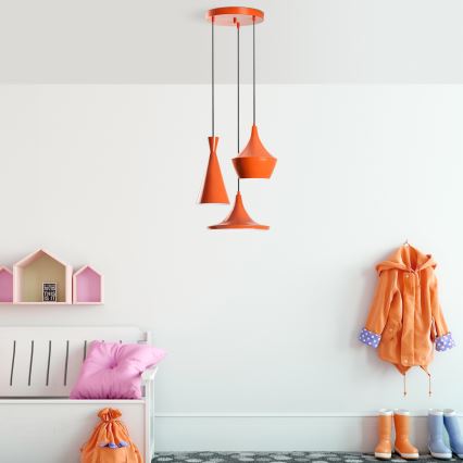 Viseča svetilka TOM na kablu 3xE27/40W/230V oranžna