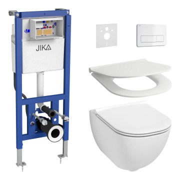 Viseča WC školjka MIO Vortex + toaletni sedež SoftClose MIO + dvojna tipka za splakovanje DUAL + vgradni modul + izolacijska podloga