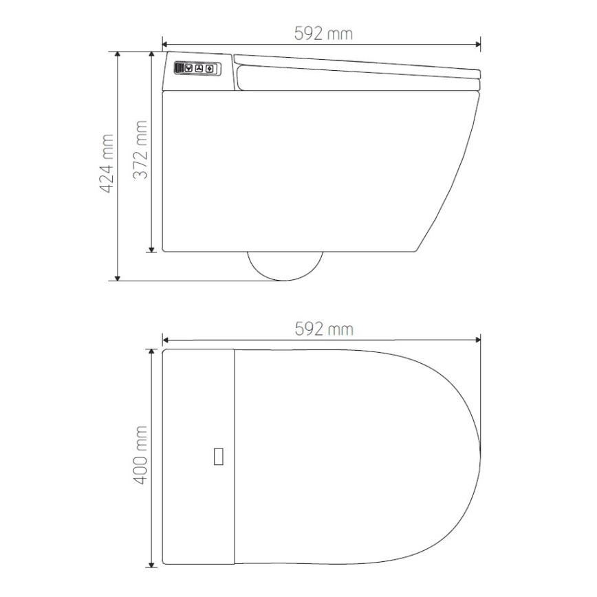 Stenska viseča WC školjka z bidejem TISVILDELEJE 1600W/230V bela + daljinski upravljalnik