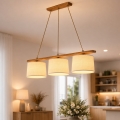 Viseči lestenec AIDA, 3xE27/15W/230V, premer 25 cm, hrast/rafija