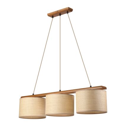 Viseči lestenec AIDA, 3xE27/15W/230V, premer 25 cm, hrast/rafija
