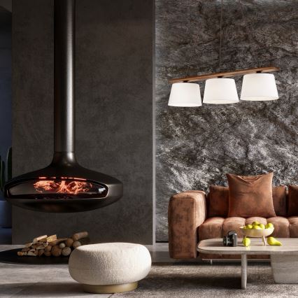 Viseči lestenec AIDA na kablu 3xE27/60W/230V premer 25 cm hrast/oreh