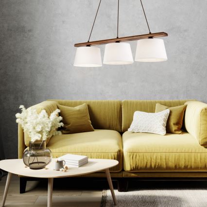 Viseči lestenec AIDA na kablu 3xE27/60W/230V premer 25 cm hrast/oreh