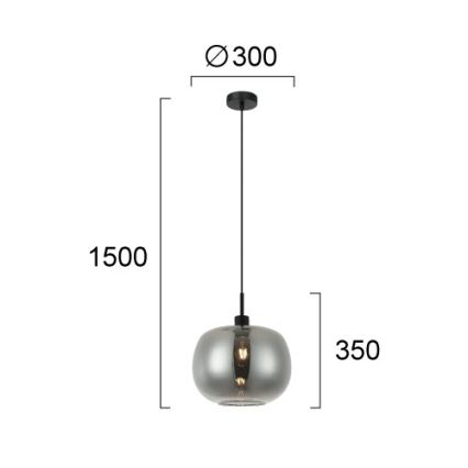 Viseči lestenec ALAN na vrvici 1xE27/40W/230V dimno črn