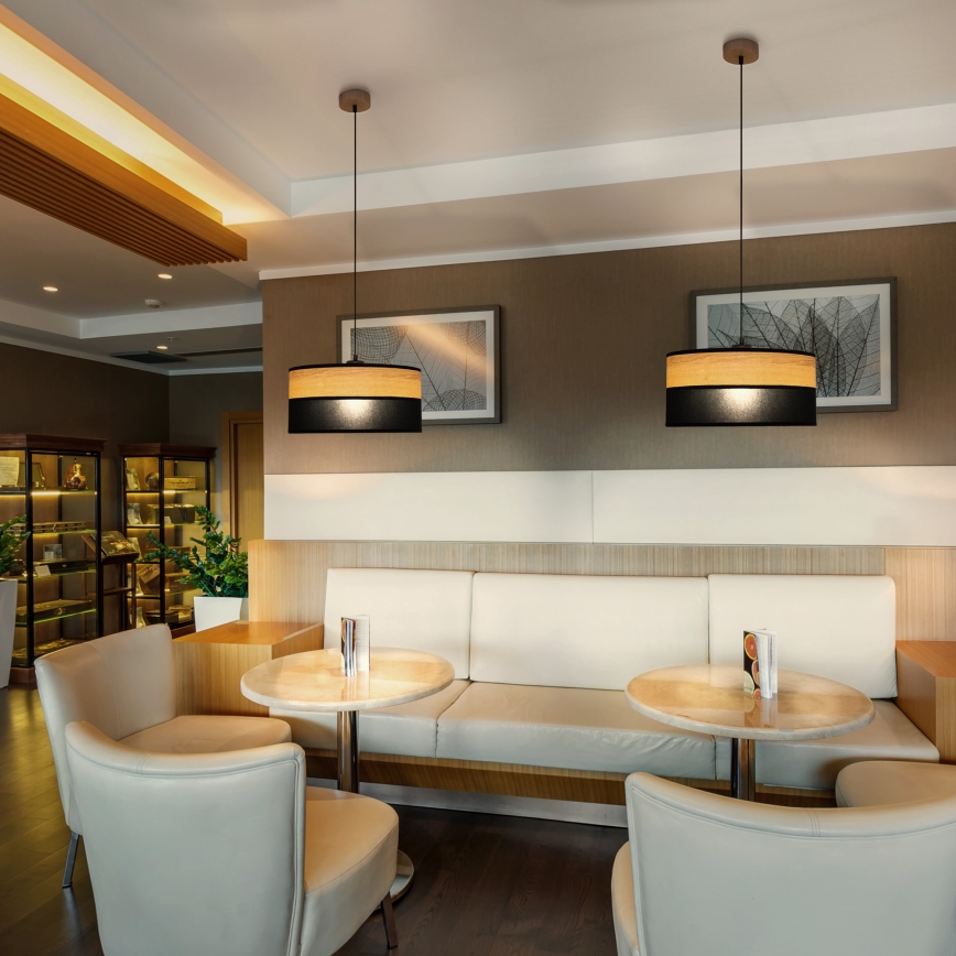 Viseči lestenec ALBA na kablu 1xE27/15W/230V, premer 45 cm, črna/rjava