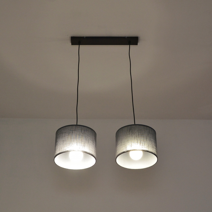 Viseči lestenec ALBA na kablu 2xE27/15W/230V, siva