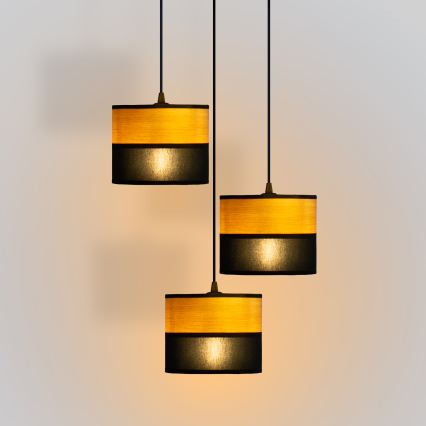 Viseči lestenec ALBA na kablu 3xE27/15W/230V, premer 40 cm, črna/rjava