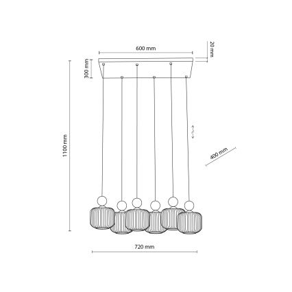 Viseči lestenec BALLO 6xE14/10W/230V bež