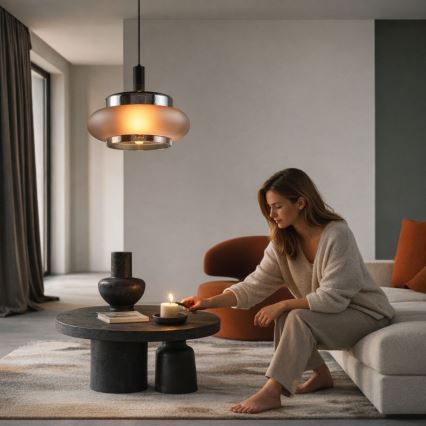 Viseči lestenec BRIZI na kablu 1xE27/40W/230V siva/dimljena