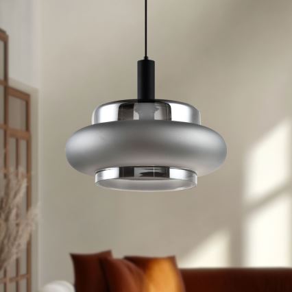 Viseči lestenec BRIZI na kablu 1xE27/40W/230V siva/dimljena