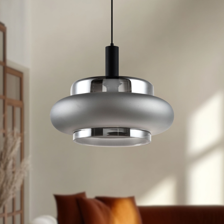Viseči lestenec BRIZI na kablu 1xE27/40W/230V siva/dimljena