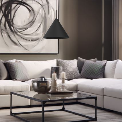 Viseči lestenec CAPITAL na jeklenem kabelu, 1xGX53/15W/230V, premer 32 cm, črn