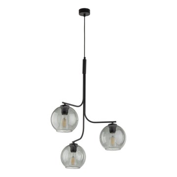 Viseči lestenec CESAR 3xE27/15W/230V črna/dimno siva