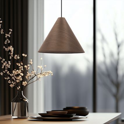 Viseči lestenec CONO na vrvici 1xE27/40W/230V, mahagonski furnir