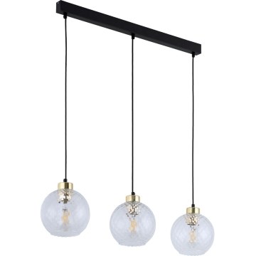 Viseči lestenec DEVON 3xE27/15W/230V črn/prozoren