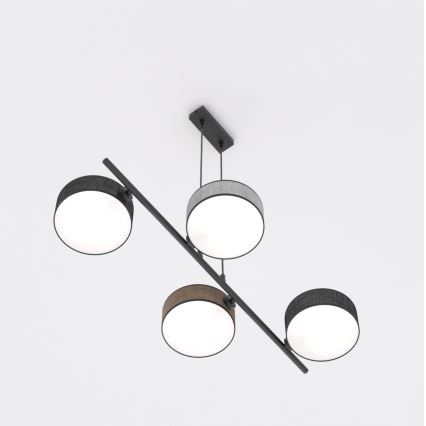 Viseči lestenec DRUMZ 4xE14/10W/230V črna/rjava/siva