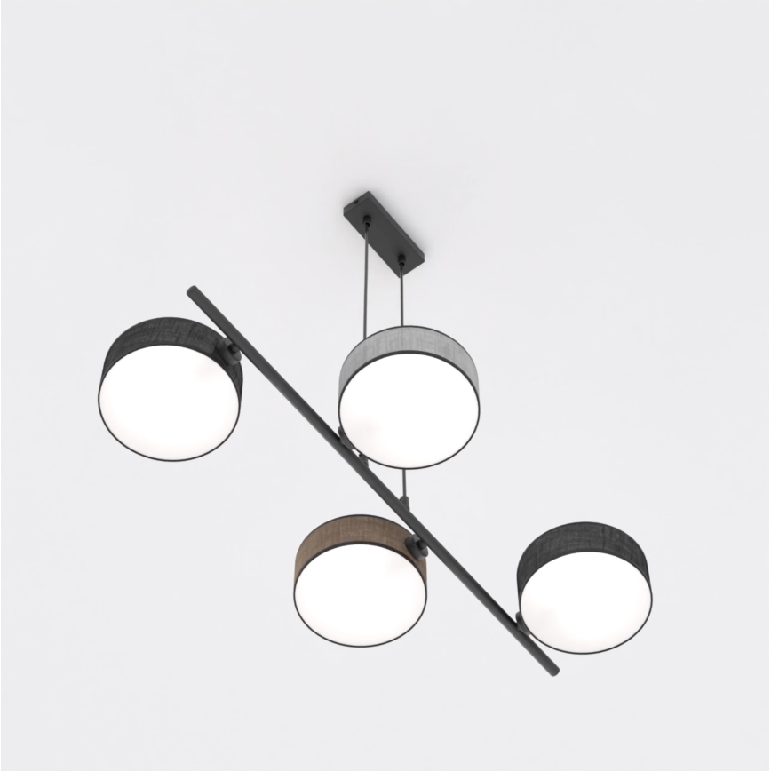 Viseči lestenec DRUMZ 4xE14/10W/230V črna/rjava/siva