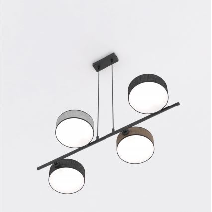 Viseči lestenec DRUMZ 4xE14/10W/230V črna/rjava/siva