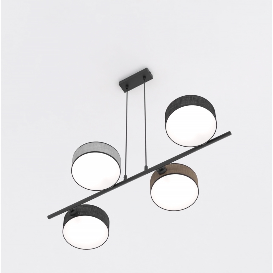 Viseči lestenec DRUMZ 4xE14/10W/230V črna/rjava/siva