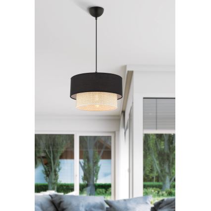 Viseči lestenec ECHO na kabel 1xE27/60W/230V črna/kremna
