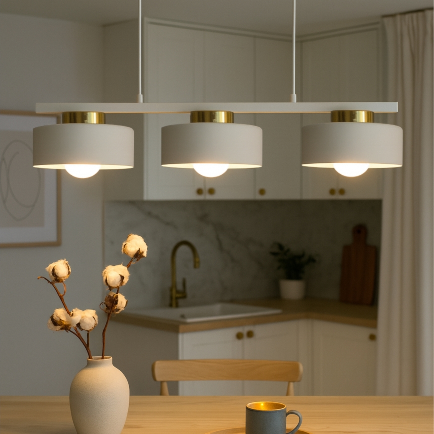 Viseči lestenec IGNIA 3xE27/60W/230V bela/zlata